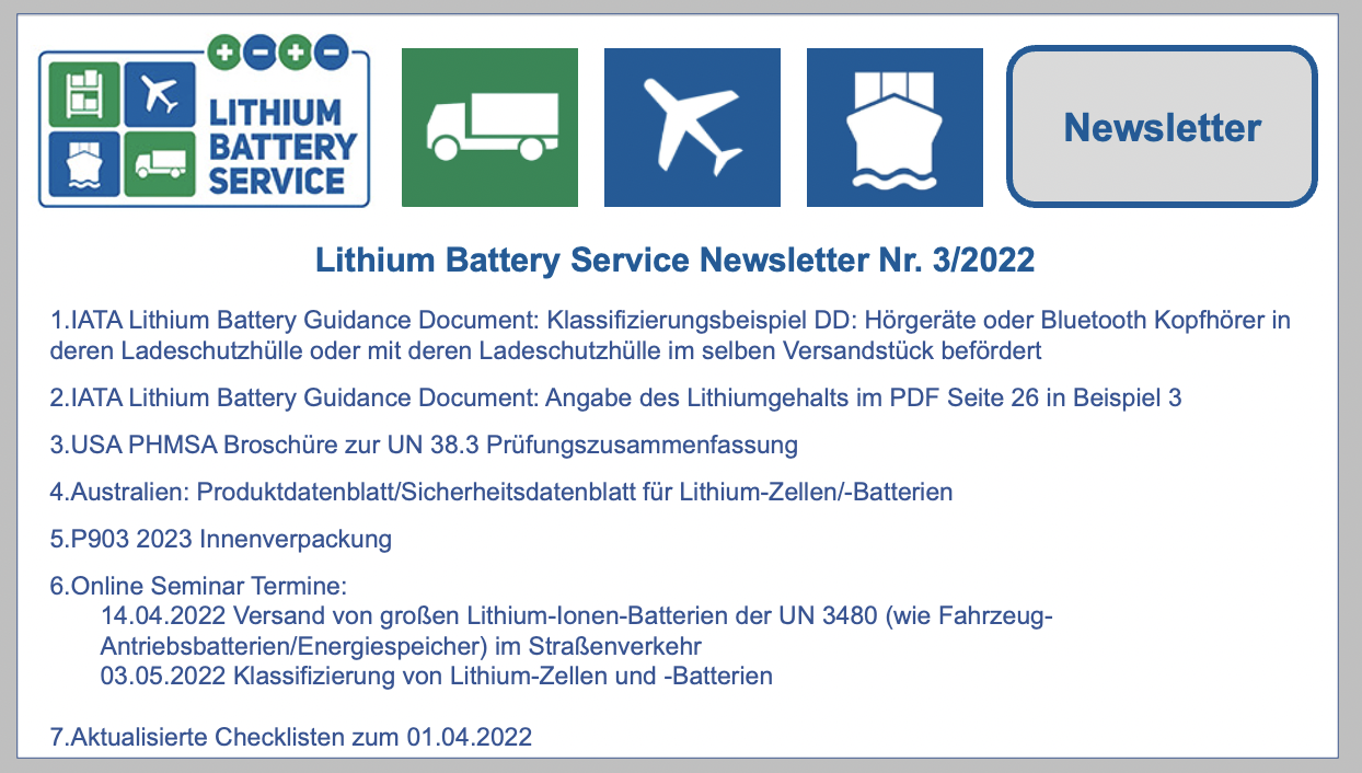Newsletter Nr. 3 / 2022  BF-DE-Newsletter-LithiumBatteryService-lithiumbatterien-lithiumzellen-gefahrgut-transport-lagerung-verpacken