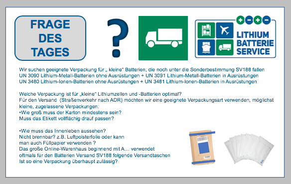 Frage des Tages: Welche Verpackung ist für „kleine“ Lithiumzellen und -Batterien optimal?