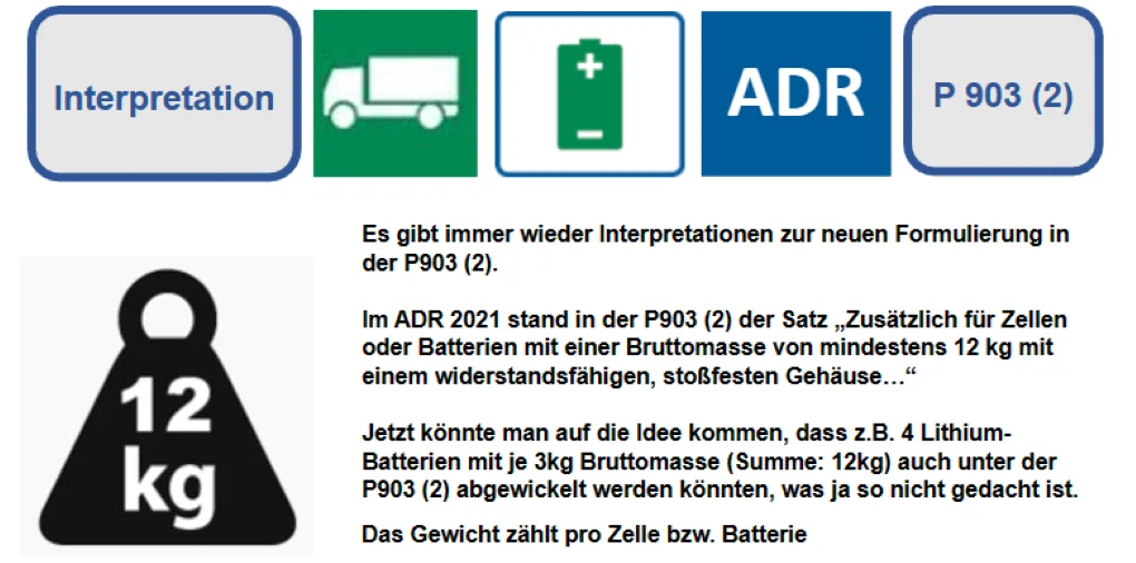 Interpretation der Änderung in der P903 (2) Newsletter 5-2023 ADR de