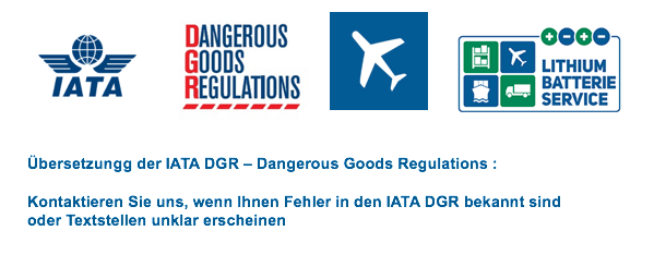 Kennen Sie Fehler/Ungereimtheiten in den deutschen IATA Gefahrgutvorschriften? Kontaktieren Sie uns über die Gefahrgut-Foren des Ecomed Verlags (Link im Text ) BF-DE-IATA-DGR-U-bersetzung