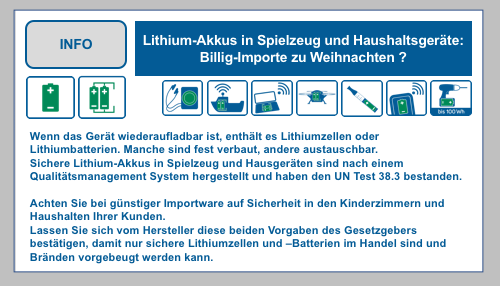 Das sollten Sie vor dem Import von billigen "Akku"-Spielzeugen und "Akku"-Haushaltsgeräten in Bezug auf die enthaltene Lithium-Ionen-Batterie beachten