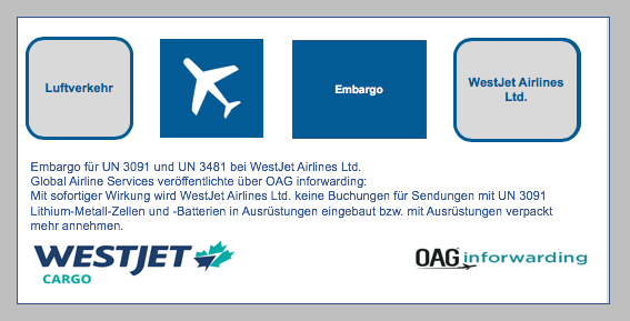 BF-DE-Embargo-WestJet-Cargo-OAG-inforwarding-lithium-ionen-lithium-metall