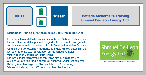Lithium-Batterie-Sicherheitstraining-Shmuel De-Leon Energy, Ltd. BF-DE-Shmue-De-Leon-Lithiumbatterie-Sicherheits-Training-Lithiumzellen-UN-38-3-Qualitaetsmanagement-Programm
