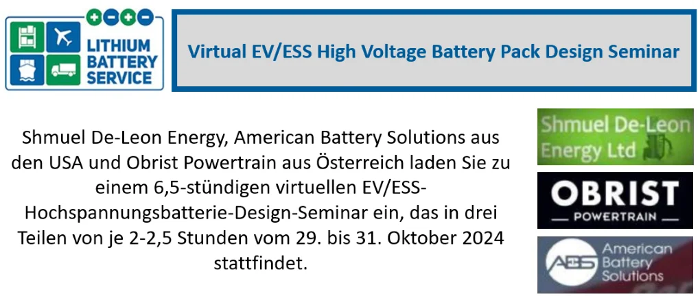 EV & ESS High Voltage Battery Pack Design Virtual Seminar