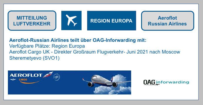 Aeroflot-Russian Airlines teilt über OAG-Inforwarding mit: BF-DE-OAGinforwarding-SVO1-AeroflotRussianAirlines-Europa-Lithiumbatterien-UN3091-UN3481-Airlines-Versand-Transport-UN-38-3-Qualitaetsmanagementprogramm