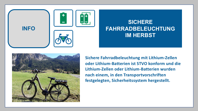 Fahrradbeleuchtung im Herbst-sicher im Straßenverkehr BF-DE-Fahrradbeleuchtung-integrierte-Lithiumzelle-Lithiumbatterie-Lithiumakku-Transport-Versand-E-Bike