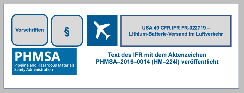 Ergänzung zu USA 49 CFR IFR FR-022719 –Lithium-Batterie-Versand im Luftverkehr BF-DE-IFR-vero-ffentlicht