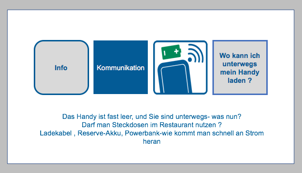 Wo kann ich unterwegs mein Handy laden?! Das Handy ist fast leer, und Sie sind unterwegs- was nun? Ladekabel , Reserve-Akku, Powerbank - was steht zur Verfügung, um schnell an Strom heranzukommen. Darf ich einfach im Restaurant die Steckdose benutzen? BF-DE-wo-kann-ich-unterwegs-mein-Handy-laden