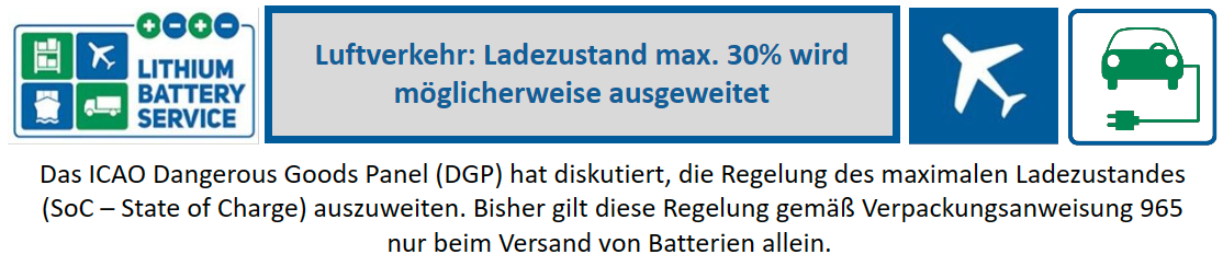 Luftverkehr: Ladezustand max. 30% wird möglicherweise ausgeweitet