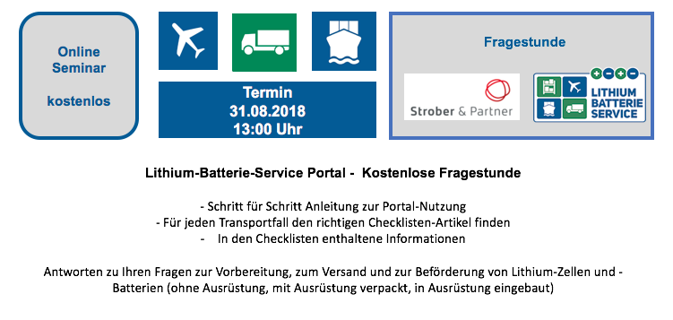 Zur Erinnerung: Freitag 31.08.2018 - 13:00 Uhr Online Seminar - kostenlos Lithium-Batterie-Service Portal - Kostenlose Fragestunde BF-DE-Fragestunde-kostenlos
