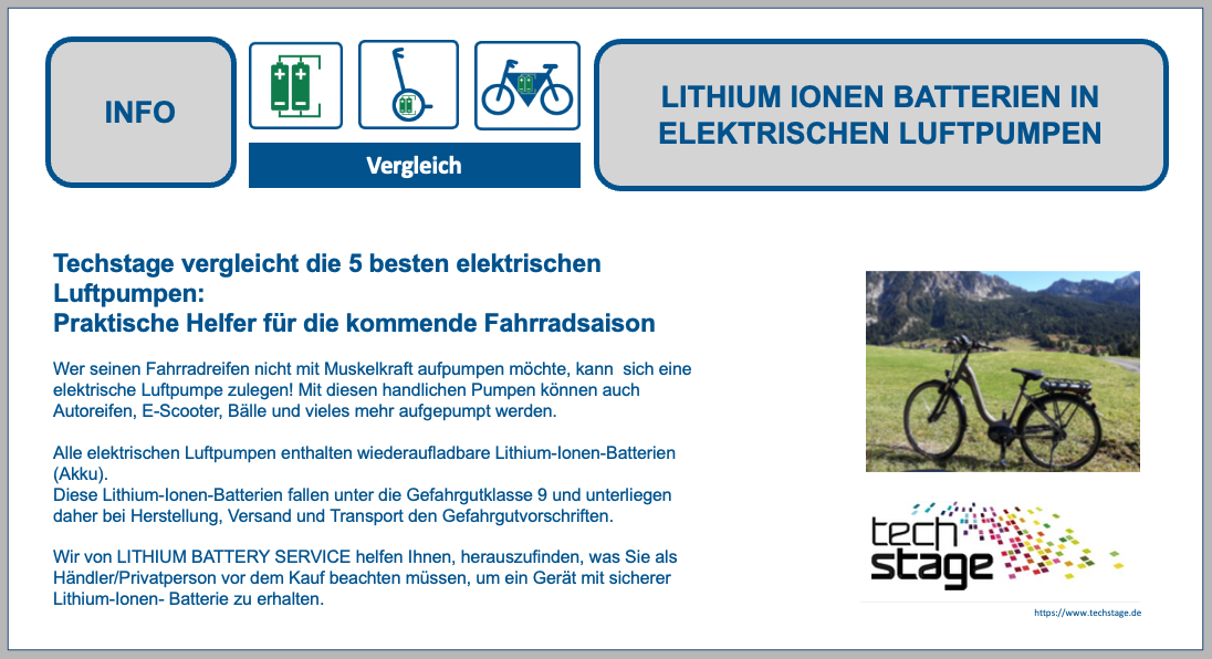 Lithiumbatterien in Elektrischen Luftpumpen - Gut gerüstet für die kommende Fahrradsaison!