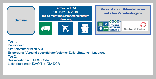 Seminar Lithium-Batterie-Einweisung- Versand von Lithiumbatterien auf allen Verkehrsträgern am 20.06. - 21.06.2019 BF-DE-Seminar-20-6-21-6-19