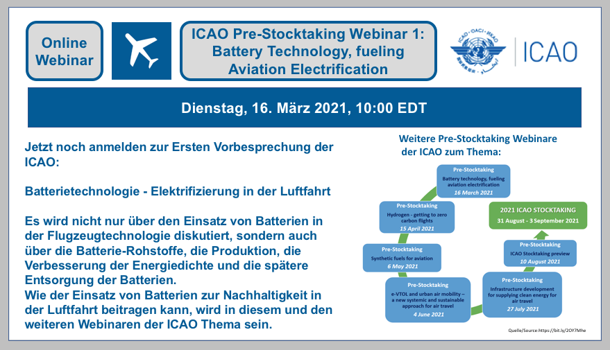 ICAO Pre-Stocktaking-Webinare und Diskussionen von Interessenvertretern für eine Grünere Zukunft in der Luftfahrt